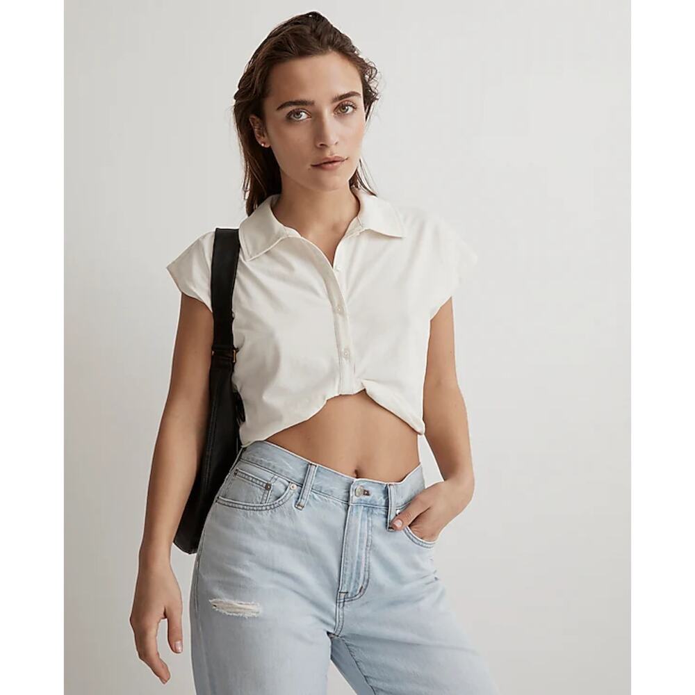 Madewell MWL Polo Twist Tee in Lighthouse Size XS